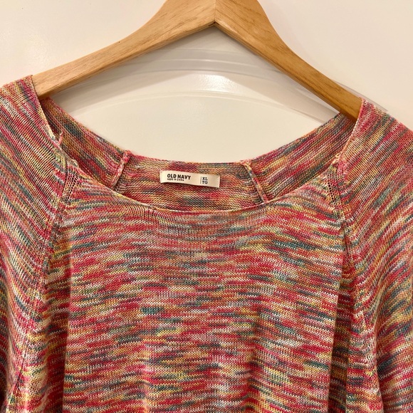 Old Navy Pink Rainbow Bohemian Scoop Neck Sweater, XL - Picture 3 of 10